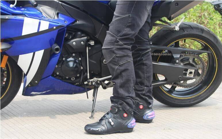 Motorcycle Racing Black Shoes with Steel Toe 