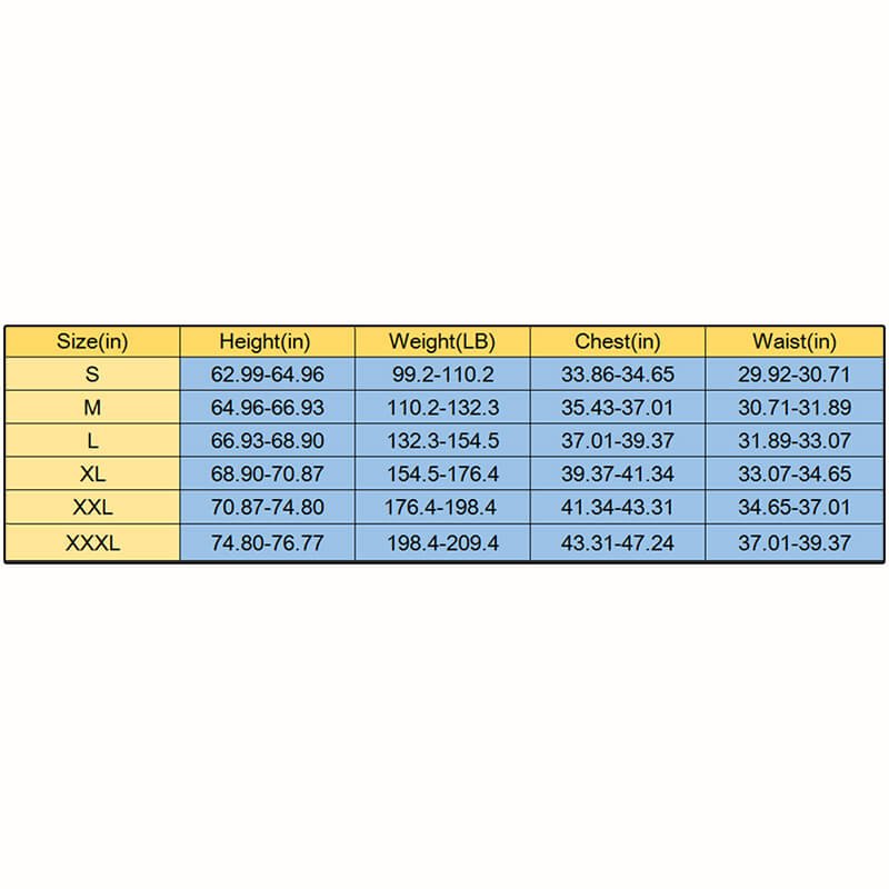 Racing Armor Jacket Sizes