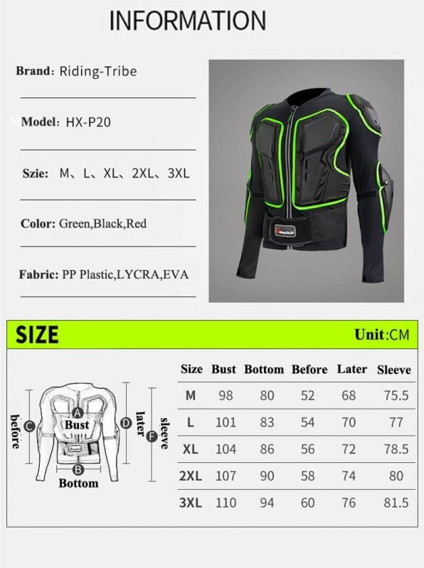 Motorcycle Off-Road Racing Reflective Armor Information