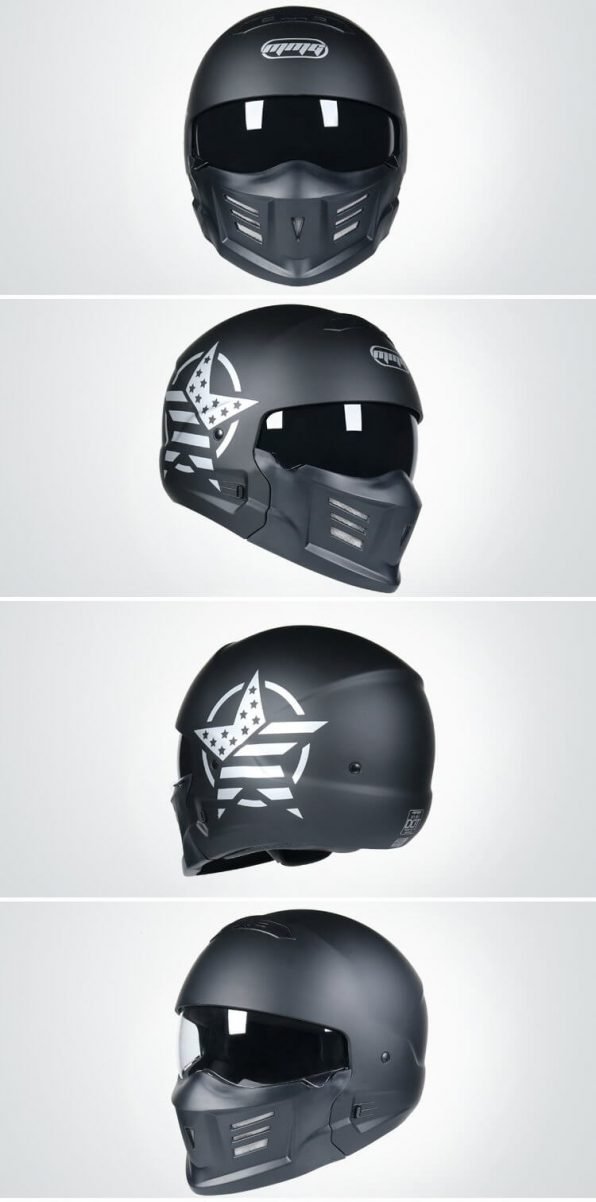 Black Retro Motorcycle Helmet