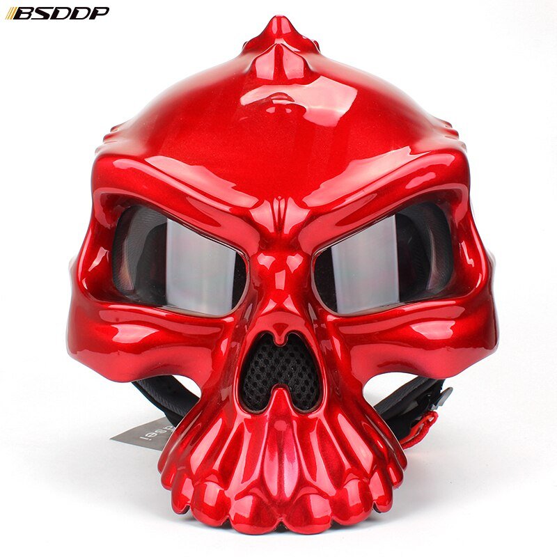 Motorcycle Helmet Skull Design Red