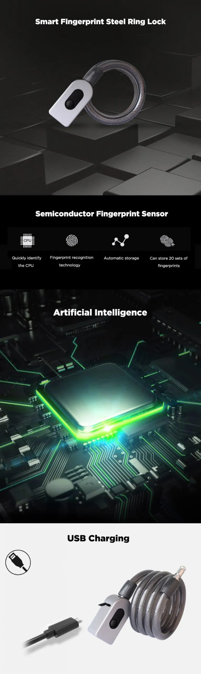 Smart Fingerprint Bike Lock 