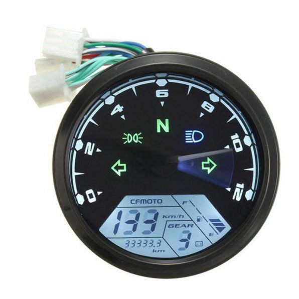 Motorcycle 12000RMP LCD Digital Speedometer  1-4 Cylinders Resistance High Pressure Black Color