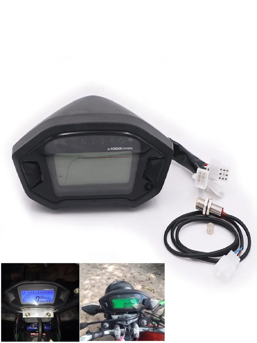 Universal Motorcycle Speedometer Colorful LCD Digital W/ Speed Sensor