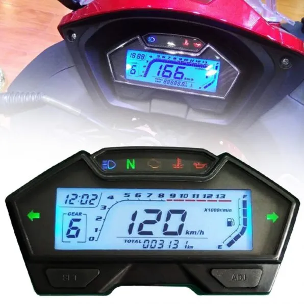 Motorcycle  12V LCD Digital Gauge Panel Speedometer
