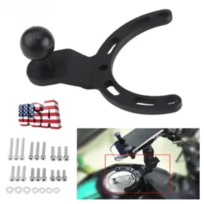 Adjustable Motorcycle Tank Cap Phone Mount Bracket Holder with Accessories Black