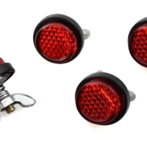 4 Red Motorcycle License Plate Fasteners Reflector Reflective Caps Bolts Screws