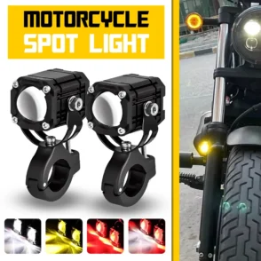 2x LED Motorcycle Spot Lights Auxiliary Headlight Driving Fog Lamp Yellow White