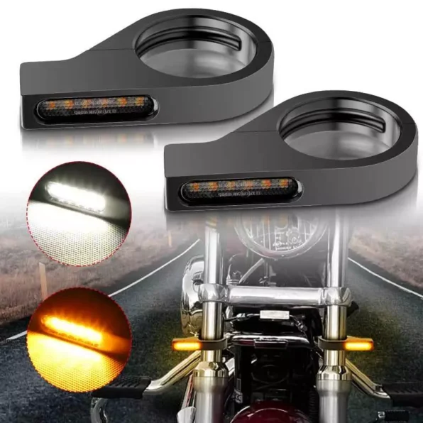 2X Motorcycle LED Fork Turn Signal Light Blinker DRL For Honda Shadow Spirit 750