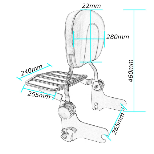 Harley-Davidson Electra Glide Classic EFI FLHTCI Adjustable Sissy Bar Backrest With Rack 1997-2008