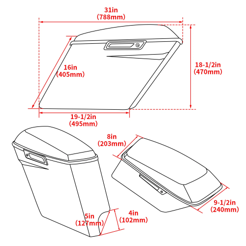 Harley-Davidson Electra Glide Ultra Classic Screamin Eagle FLHTCUSE3 Hard 5" Stretched Saddlebag 2008