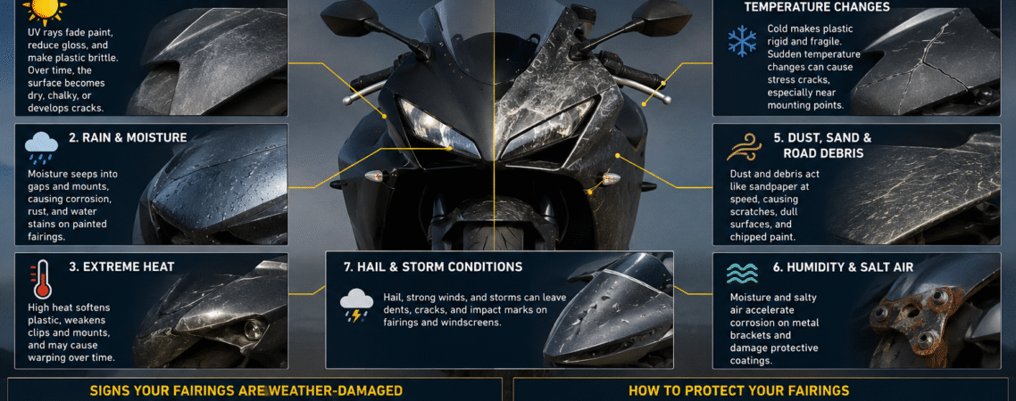 How Weather Conditions Damage Motorcycle Fairings Over Time?