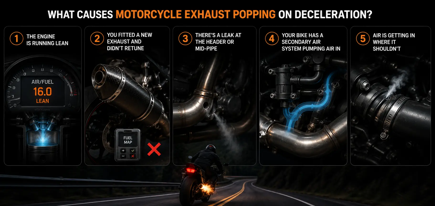 5 causes Motorcycle Exhaust Popping on Deceleration