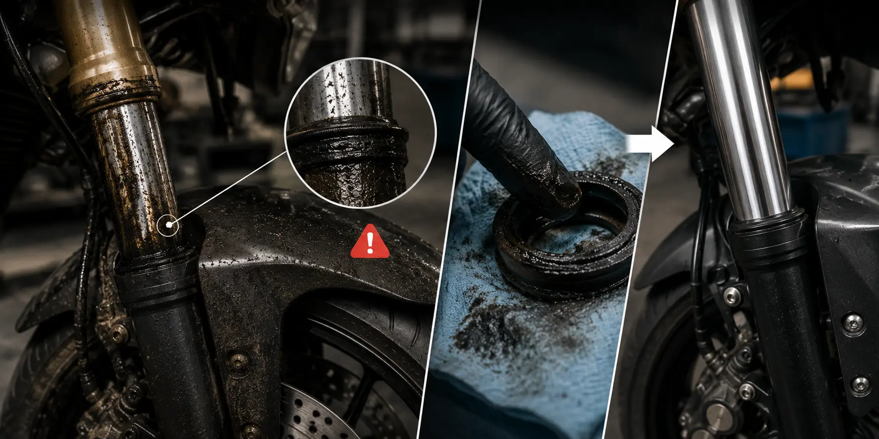Dirty fork seals are the most common culprit