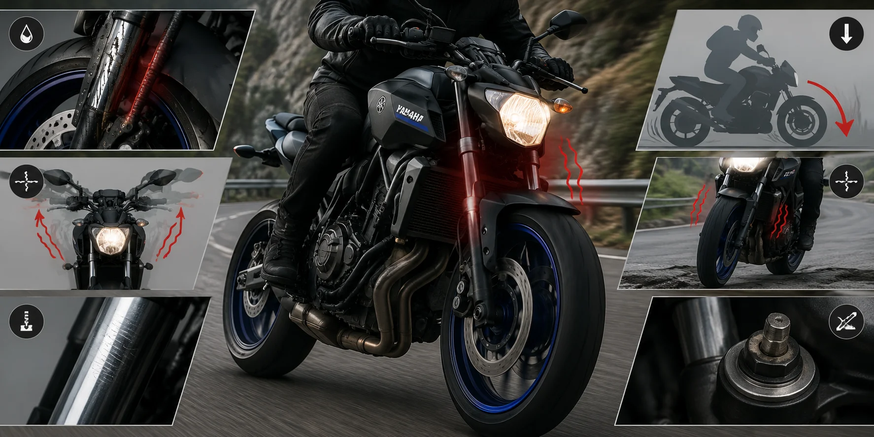 Yamaha FZ-07 front fork problems symptoms