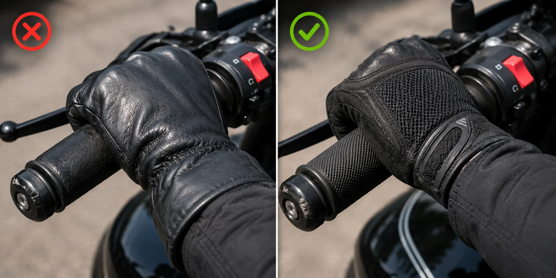 Wrong glove-to-grip combination comparison