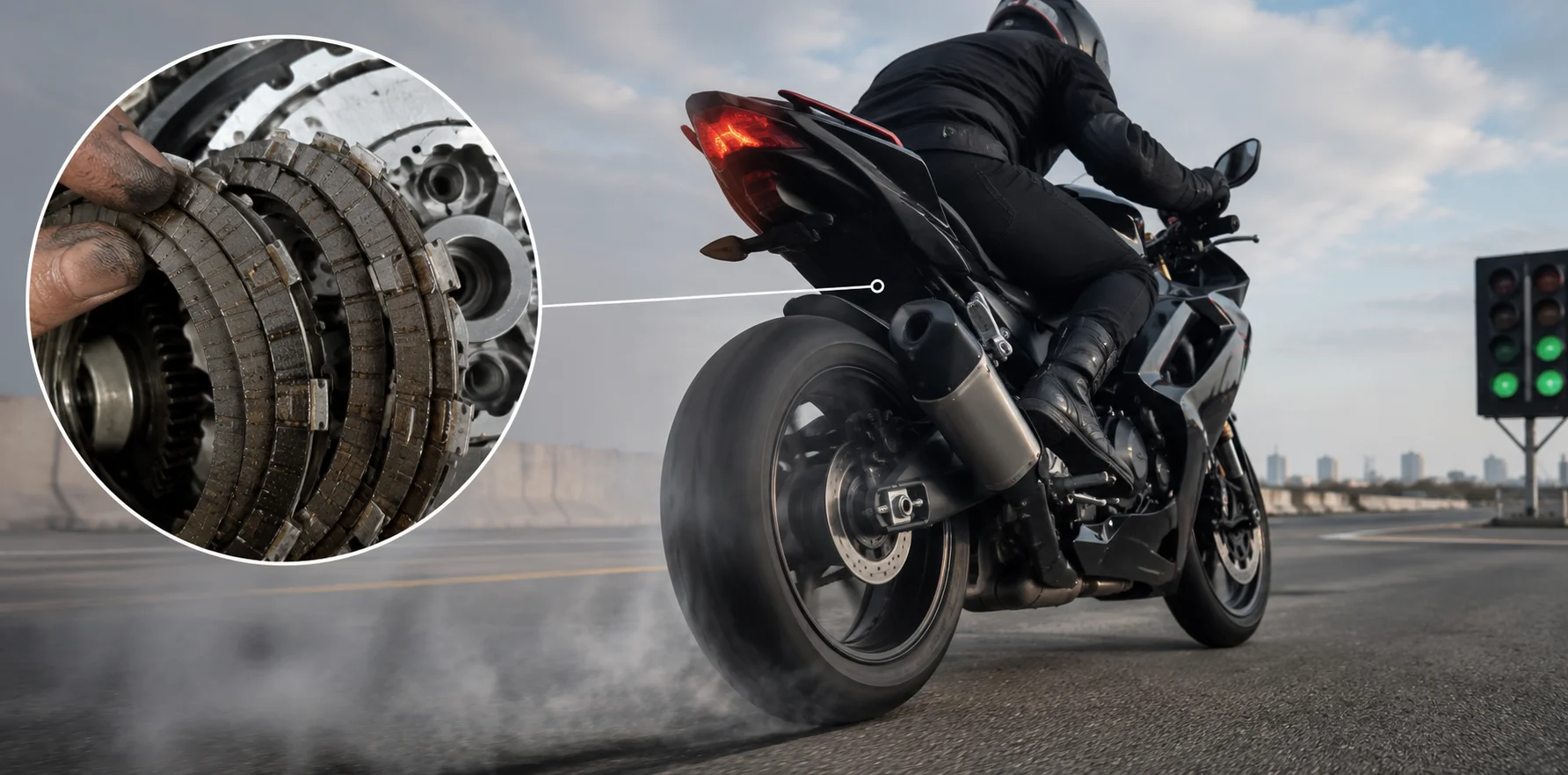 Aggressive motorcycle launch