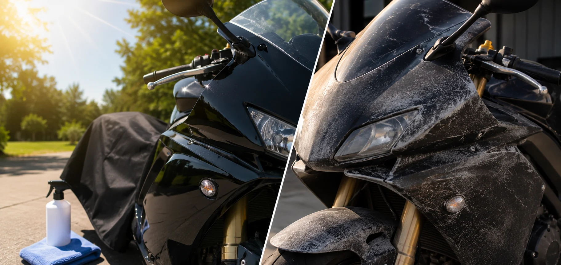 Motorcycle fairings protected from sun damage