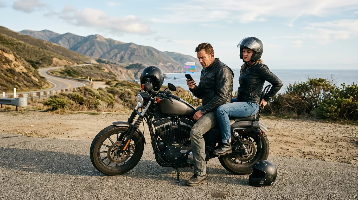 Harley Iron 883 two-up ride