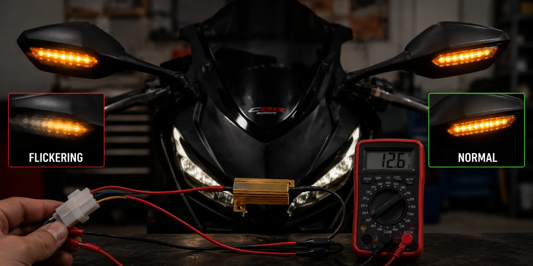 Troubleshooting Honda CBR650 LED mirror wiring