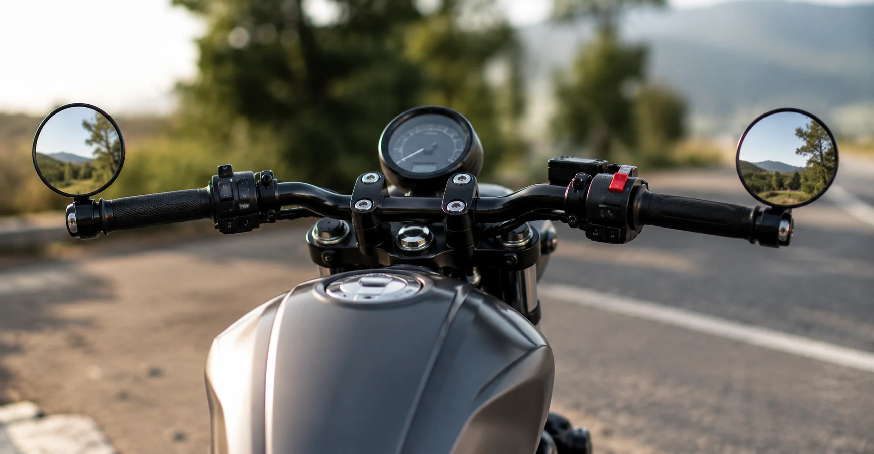 Motorcycle with bar end mirrors