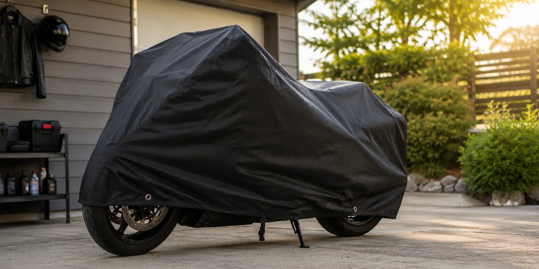 Motorcycle protected with a cover