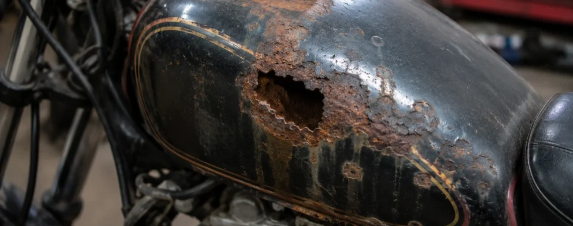 Rusty motorcycle fuel tank