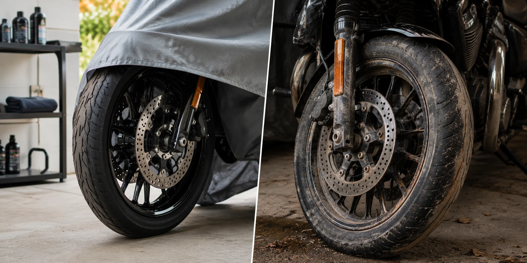 Protected motorcycle wheels and tires