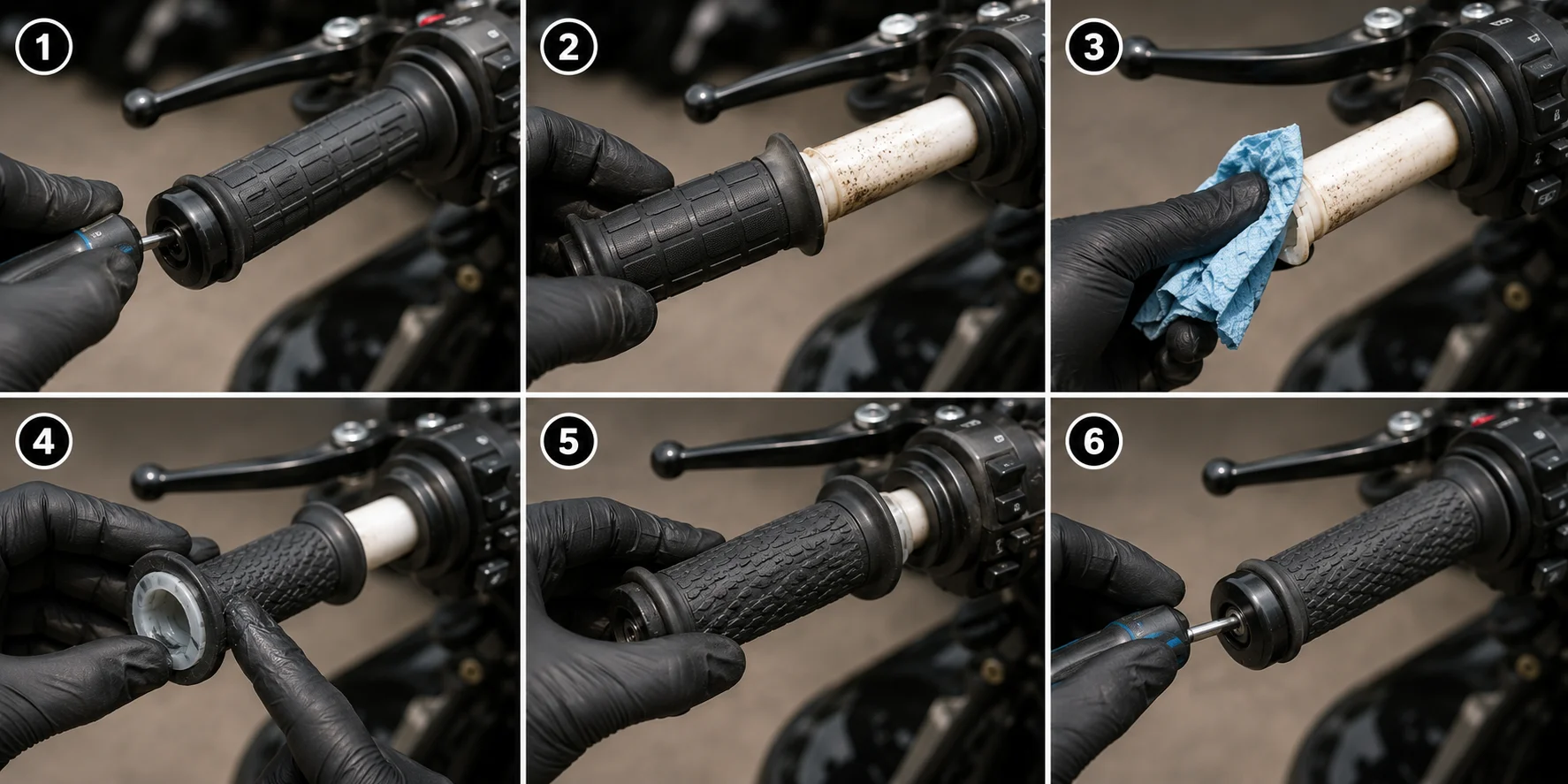 Motorcycle grip replacement steps
