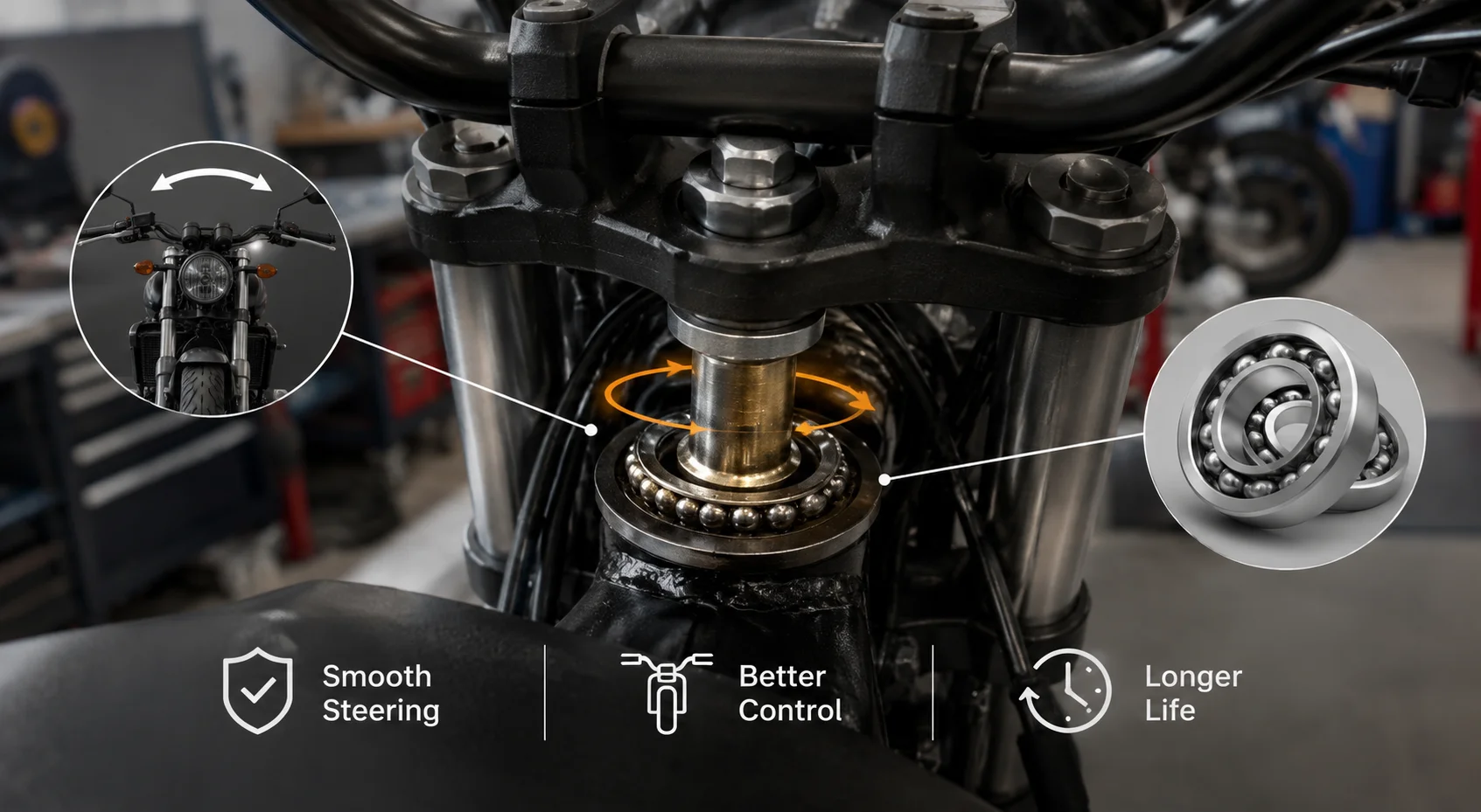 Motorcycle steering head bearings