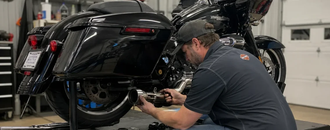 Harley touring exhaust installation