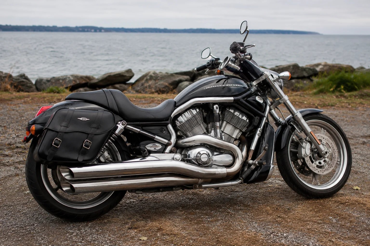 Harley V-Rod with saddlebag