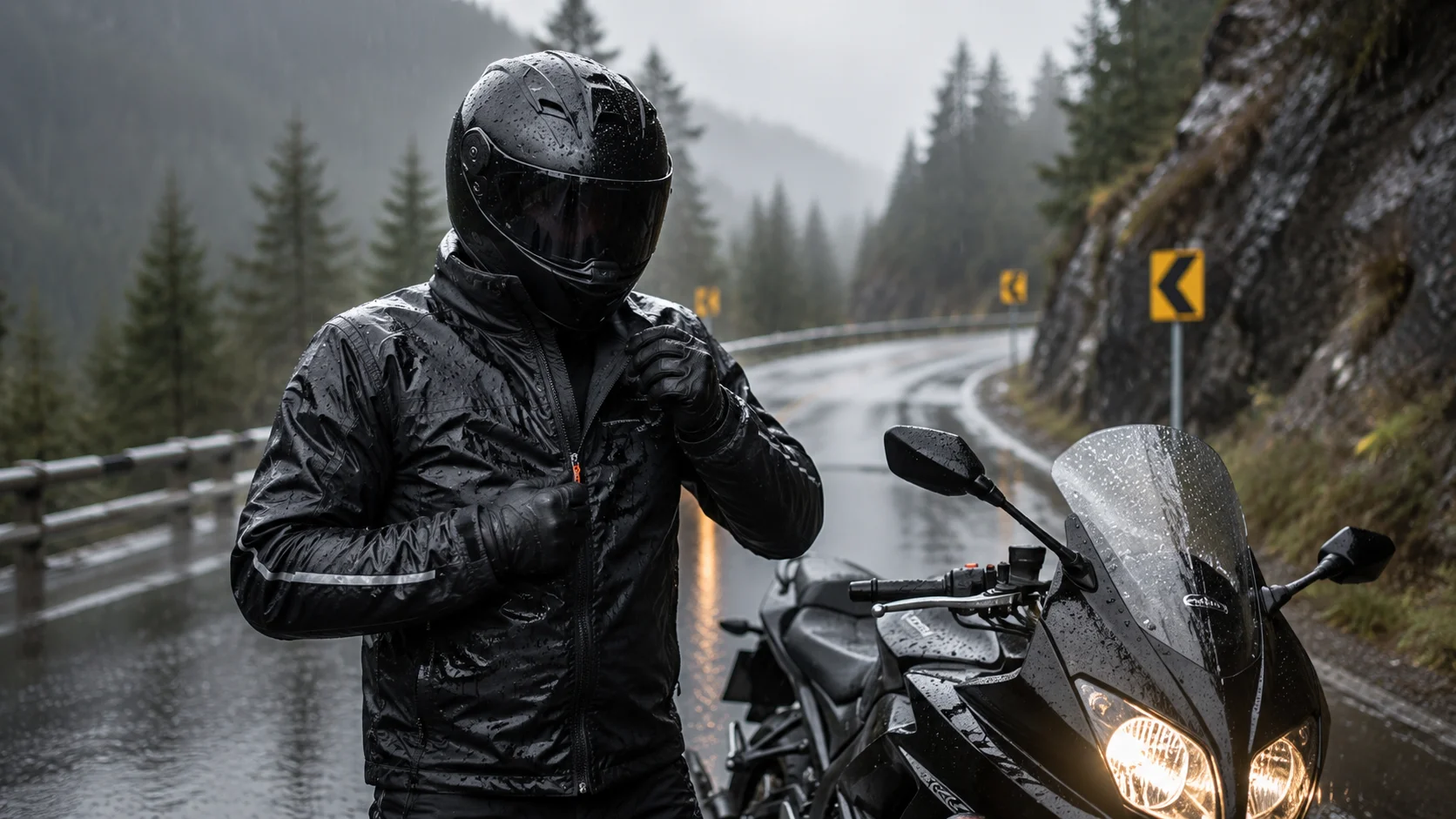 Waterproof motorcycle jacket in rain