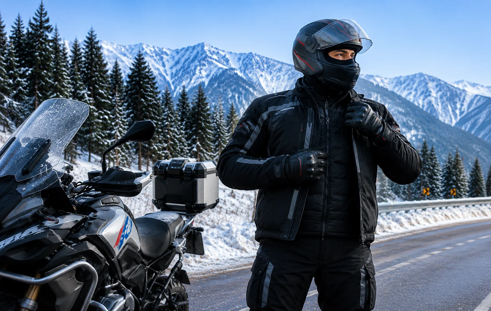 Layered winter motorcycle gear