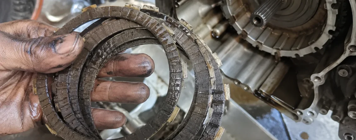 Worn motorcycle clutch plates