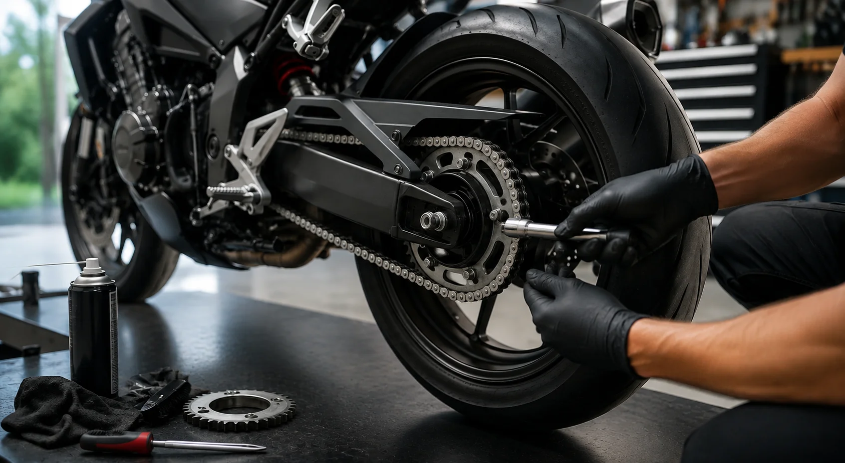 Honda CB1000R chain and sprocket maintenance