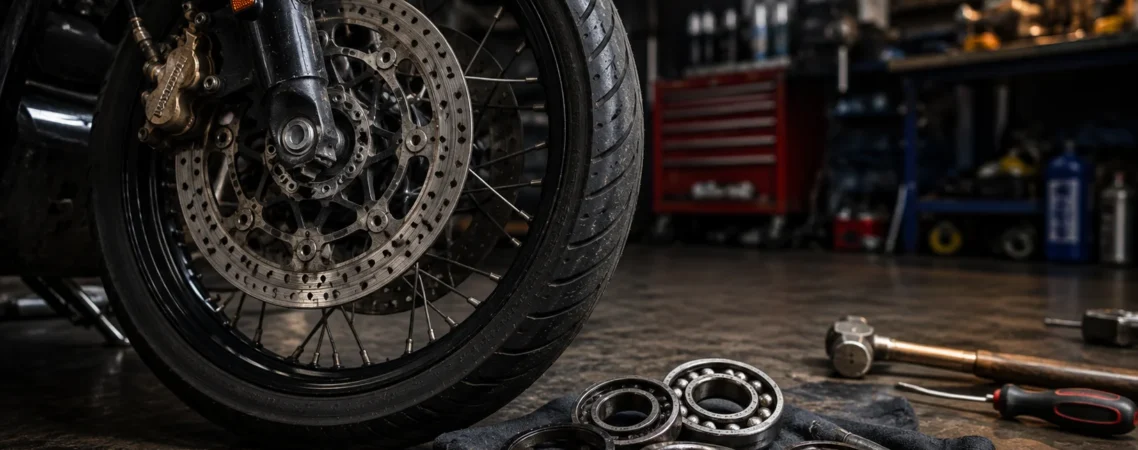 Worn motorcycle wheel bearings