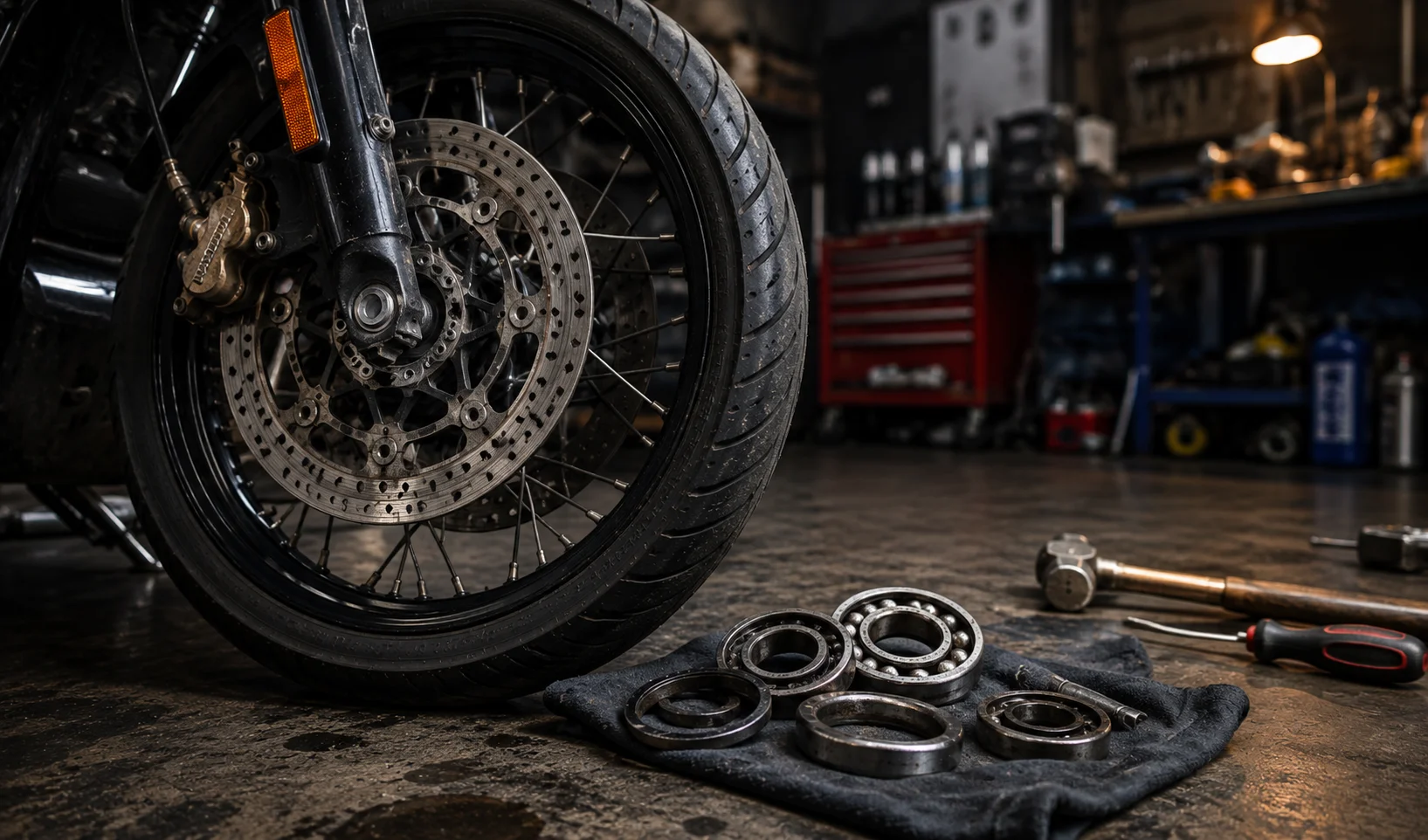 Worn motorcycle wheel bearings