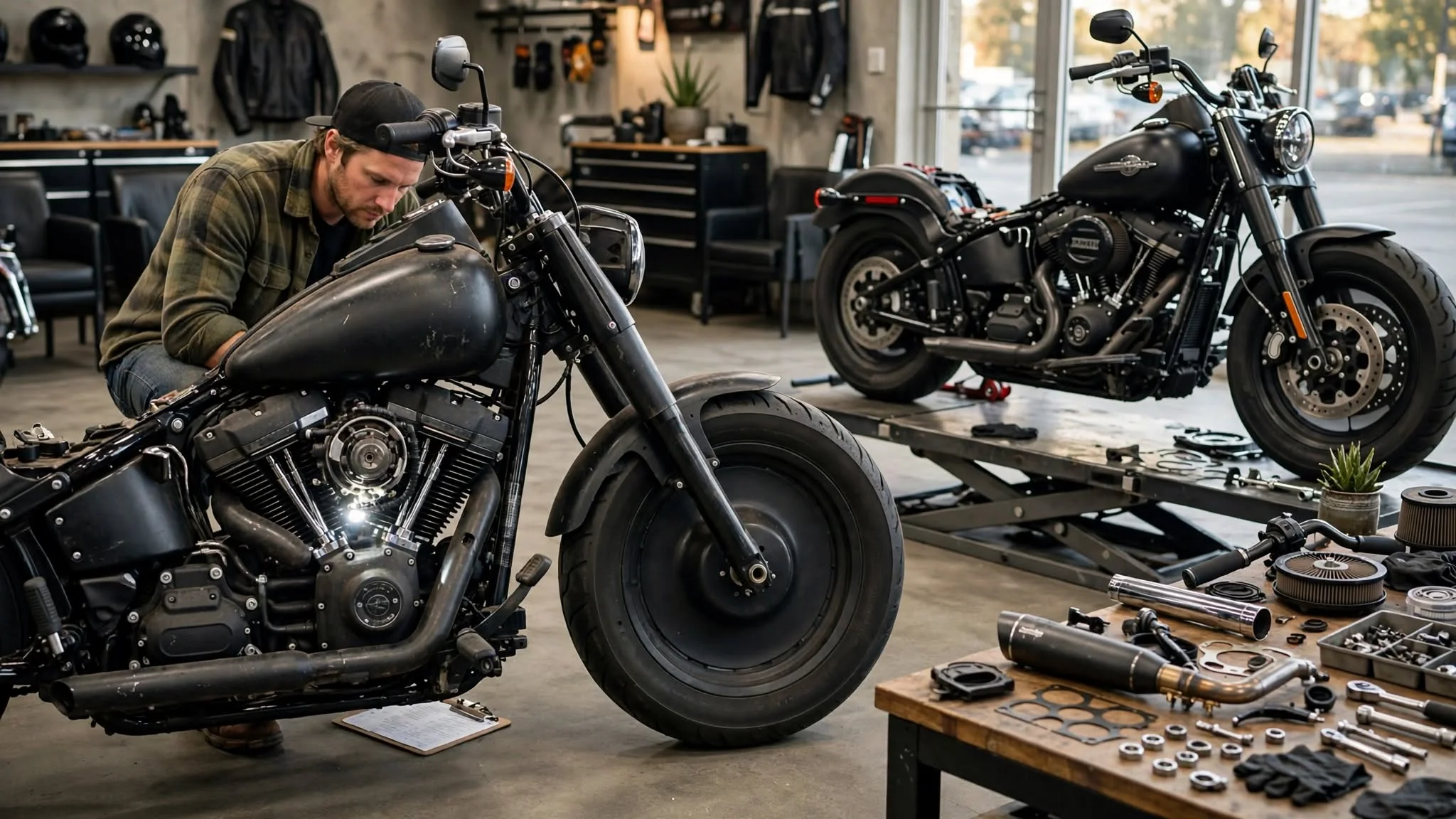 Inspecting used Harley Fat Boy before buying or modifying