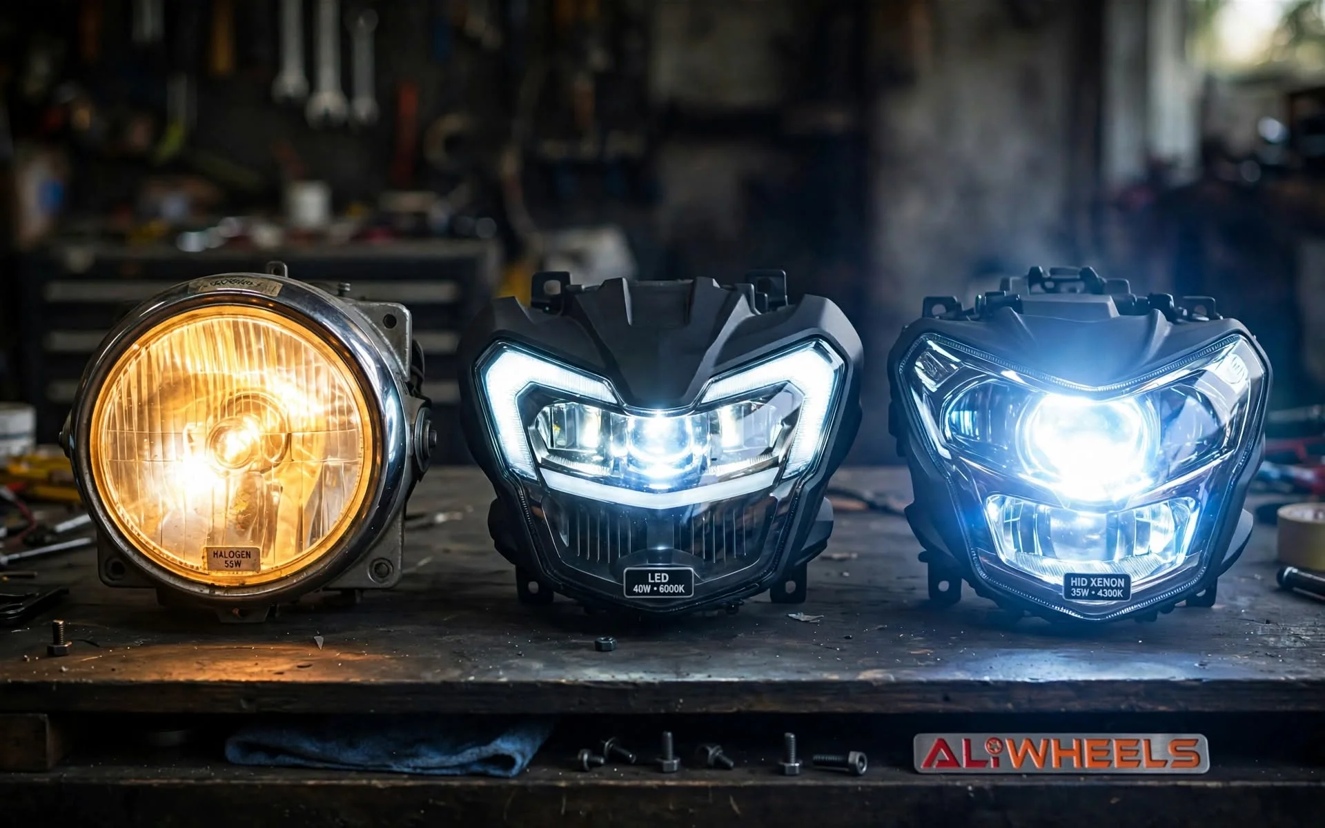 Halogen vs LED vs HID motorcycle headlights comparison