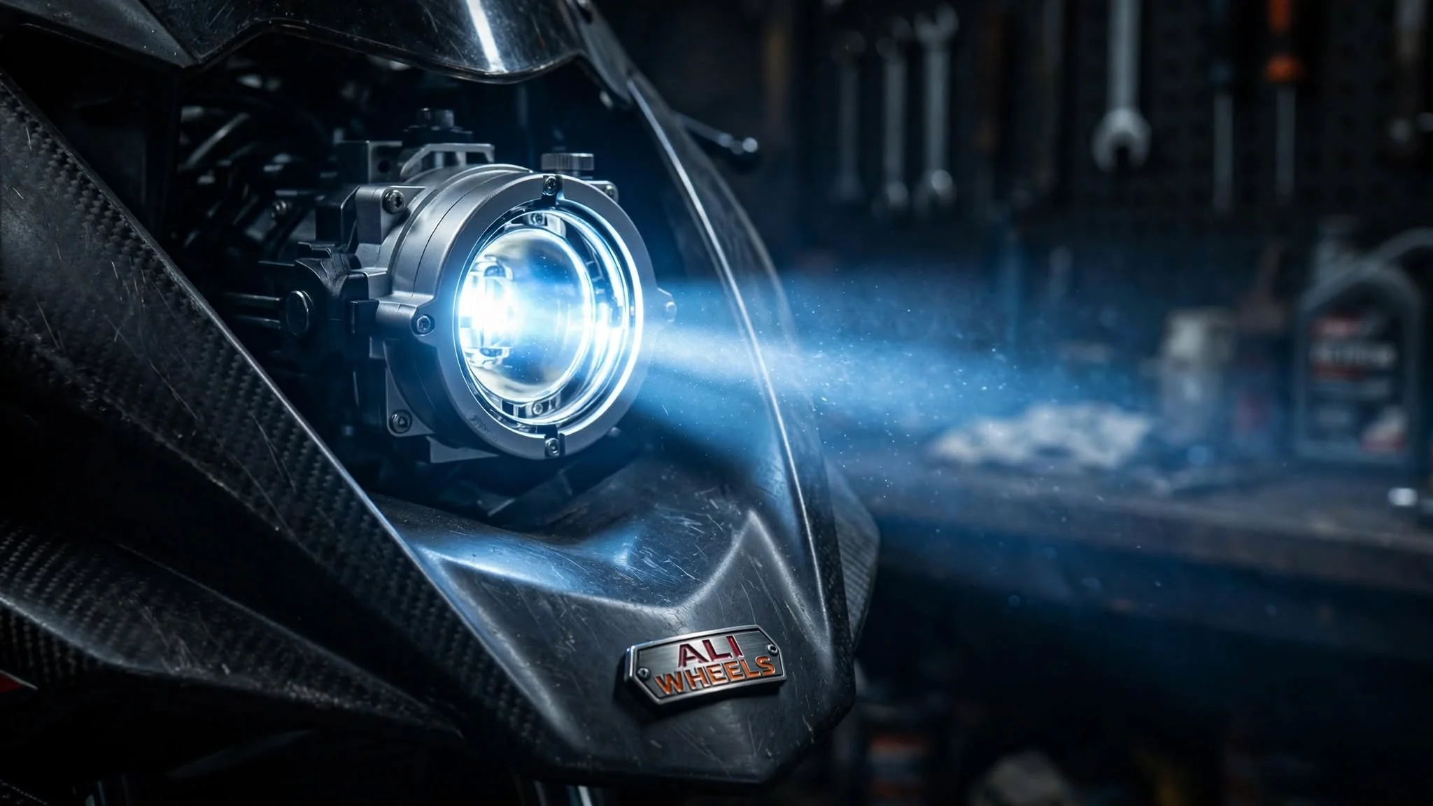 HID xenon projector motorcycle headlight with bright blue-white beam